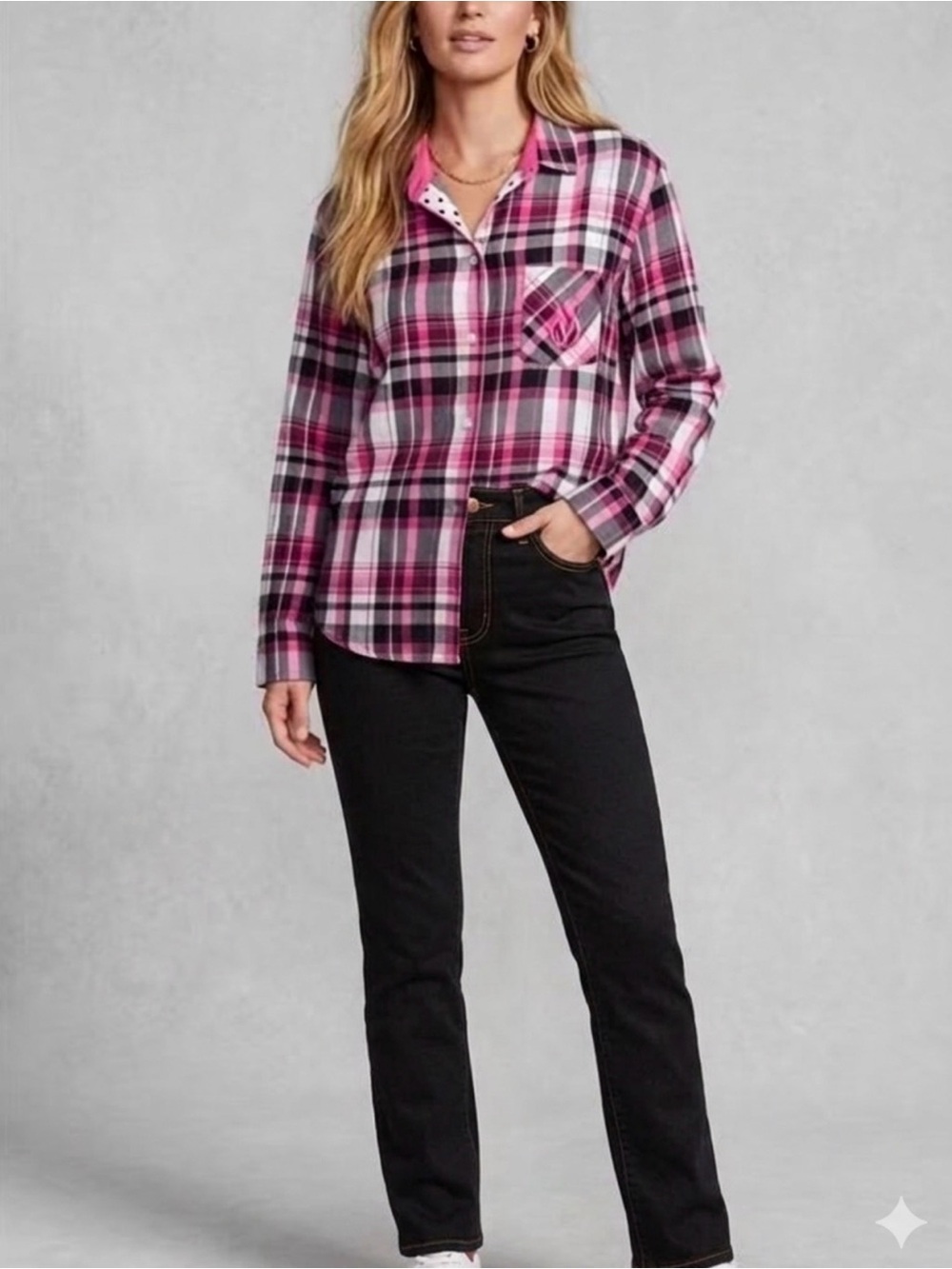 Victoria’s Secret Pink Plaid Button-Up Shirt